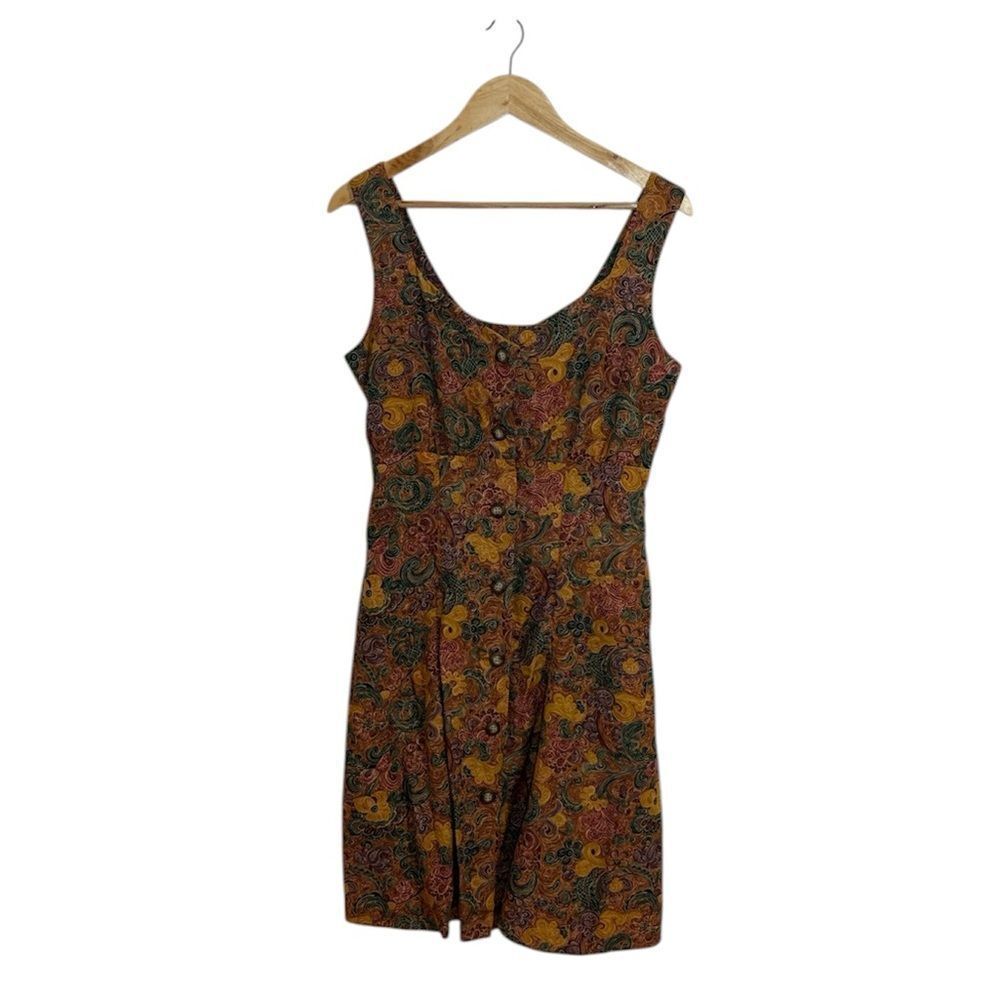 Banana Republic Paisley Mini Dress in Mustard, Rust & Green